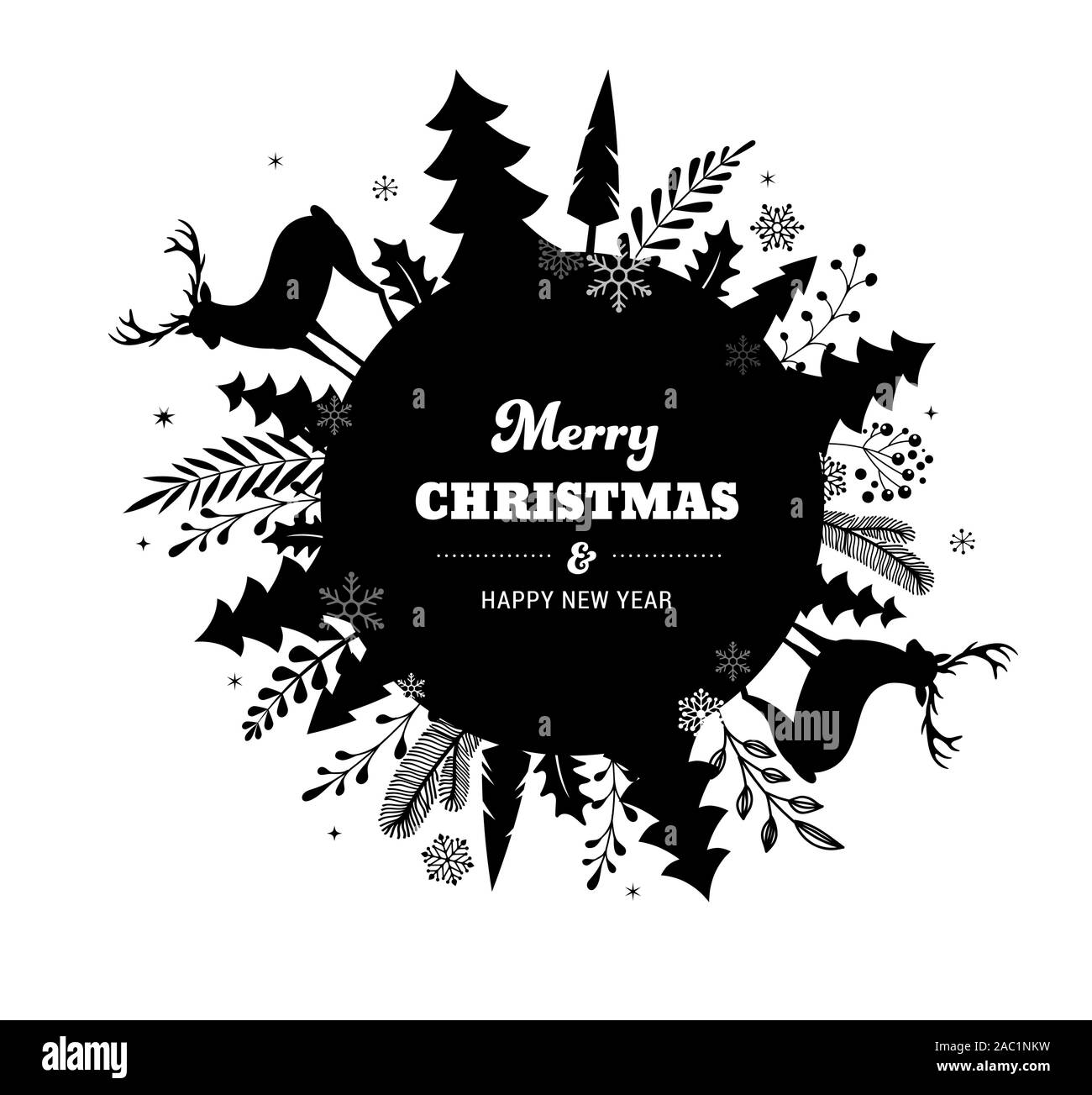 Winter Hintergrund, Frohe Weihnachten abstrakte Landschaft im Kreis Komposition. Vektor Design und Illustration Stock Vektor