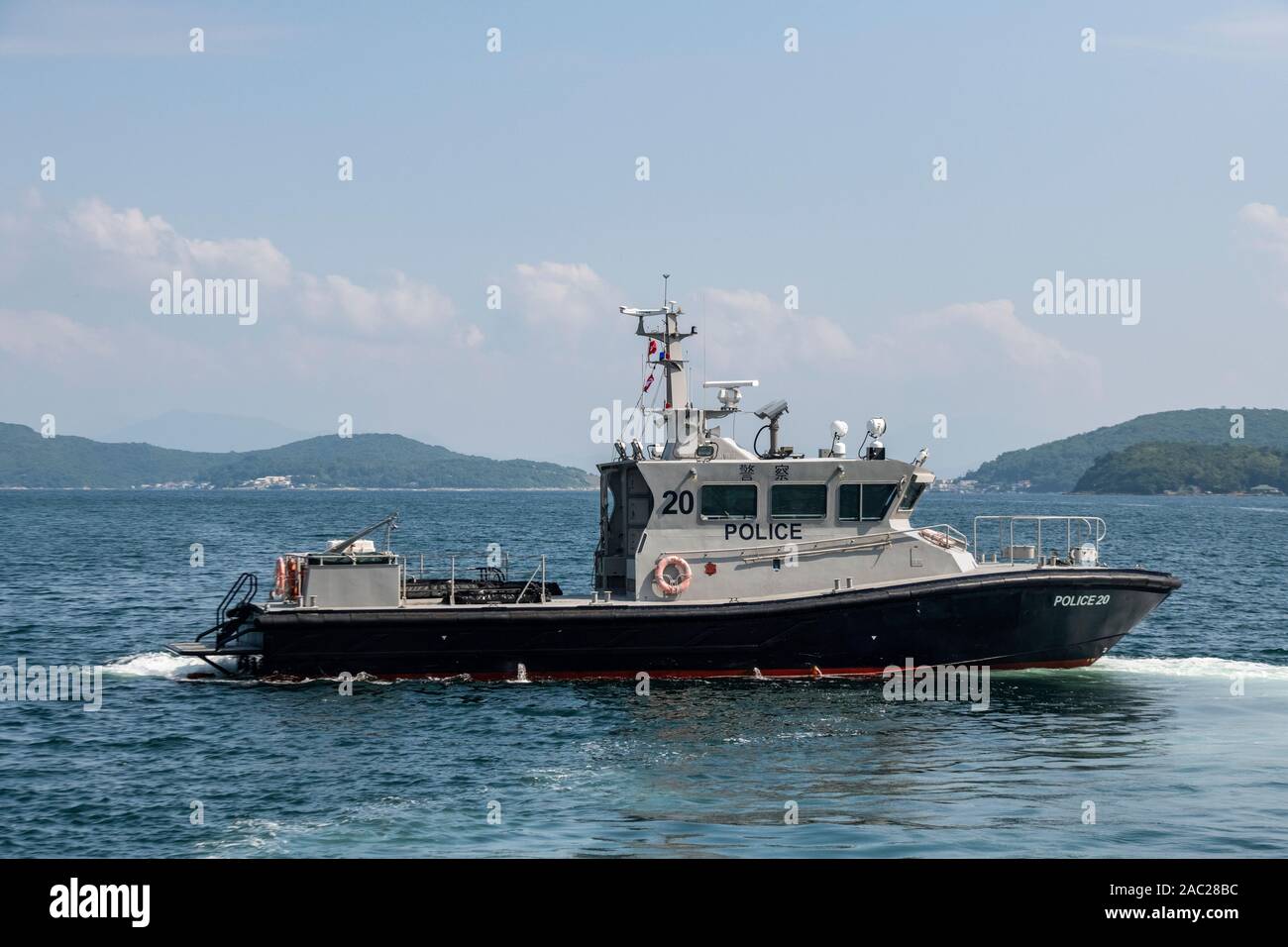 Ein Hong Kong Polizei Boot in den Küstengewässern rund um Hong Kong Stockfoto