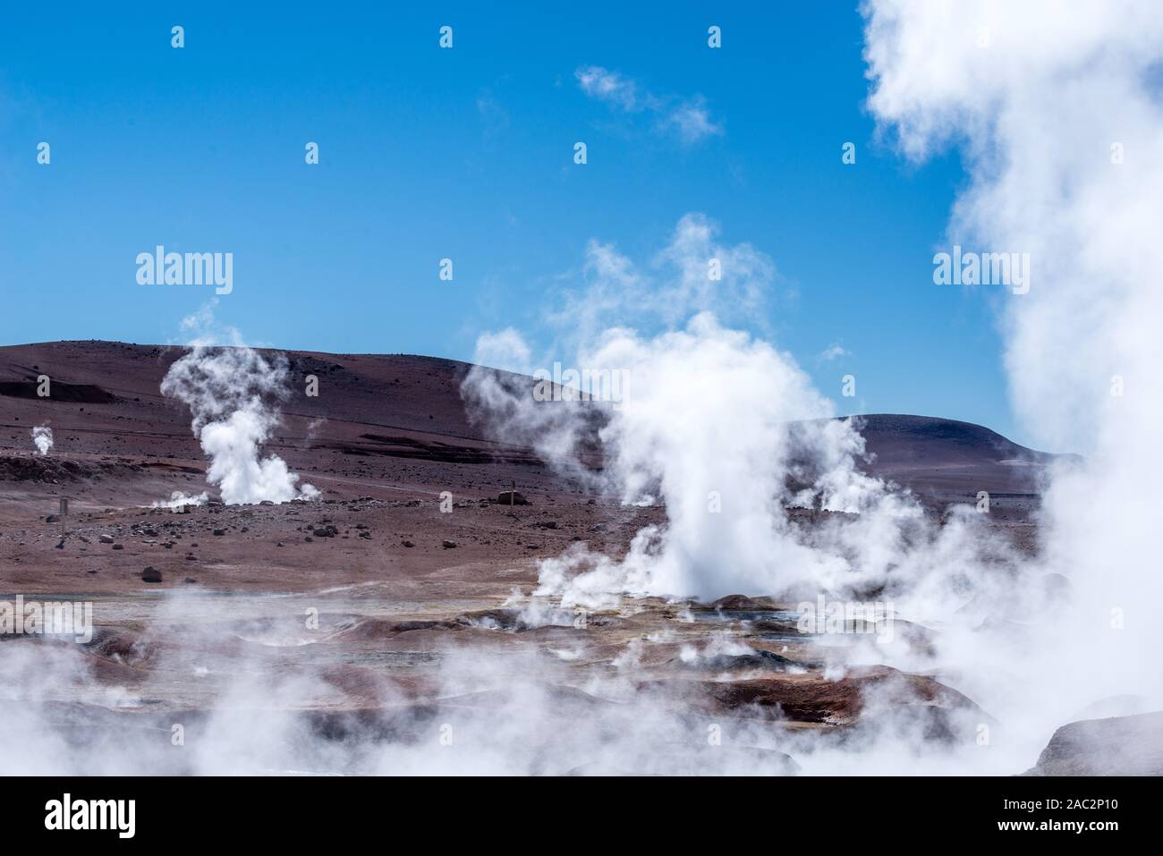 Der Geysir Feld Sol de Mañana", National Park Reserva National de Fauna Andina Eduardo Avaroa, im Südwesten von Bolivien, Potosi, Lateinamerika Stockfoto