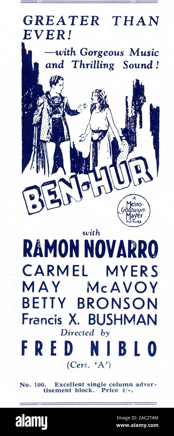 RAMON NOVARRO und kann McAVOY in BEN-HUR: A TALE DES CHRISTUS 1925 Regisseur Fred Niblo Roman General Lew Wallace Anpassung Juni Mathis Stummfilm Metro Goldwyn Mayer Stockfoto