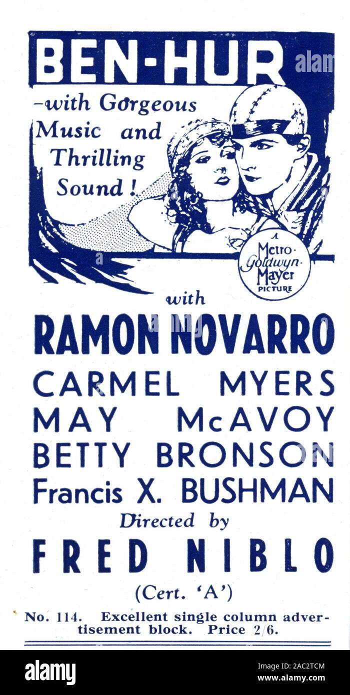 RAMON NOVARRO und kann McAVOY in BEN-HUR: A TALE DES CHRISTUS 1925 Regisseur Fred Niblo Roman General Lew Wallace Anpassung Juni Mathis Stummfilm Metro Goldwyn Mayer Stockfoto