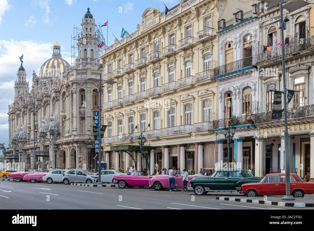 Das Kapitol und das Hotel Inglatera, Havanna, Kuba. Stockfoto