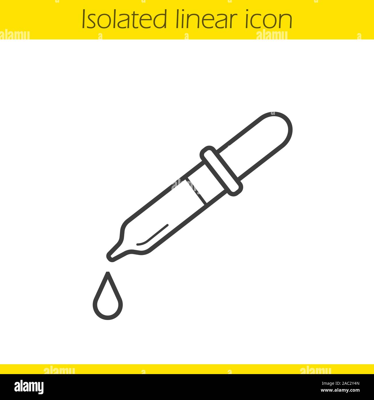 Pipette mit Drop lineare Symbol. Dünne Linie Abbildung. Medizinische dropper Kontur Symbol. Vektor isoliert Maßbild Stock Vektor