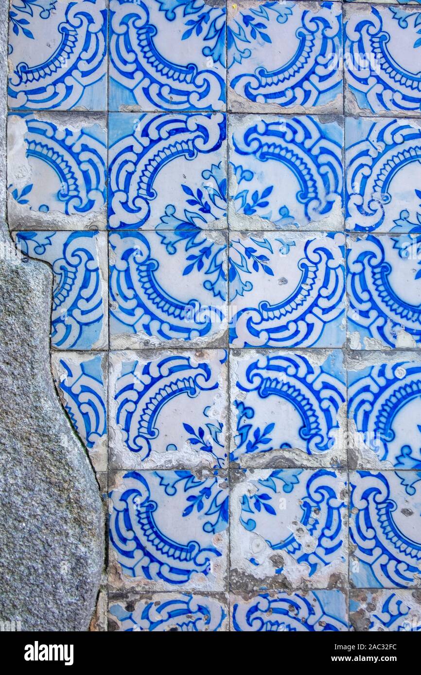 Detail von Fliesen in Porto, Portugal. Berühmt für ihre Fliesen, es als "Azulejo Kacheln" bekannt Stockfoto