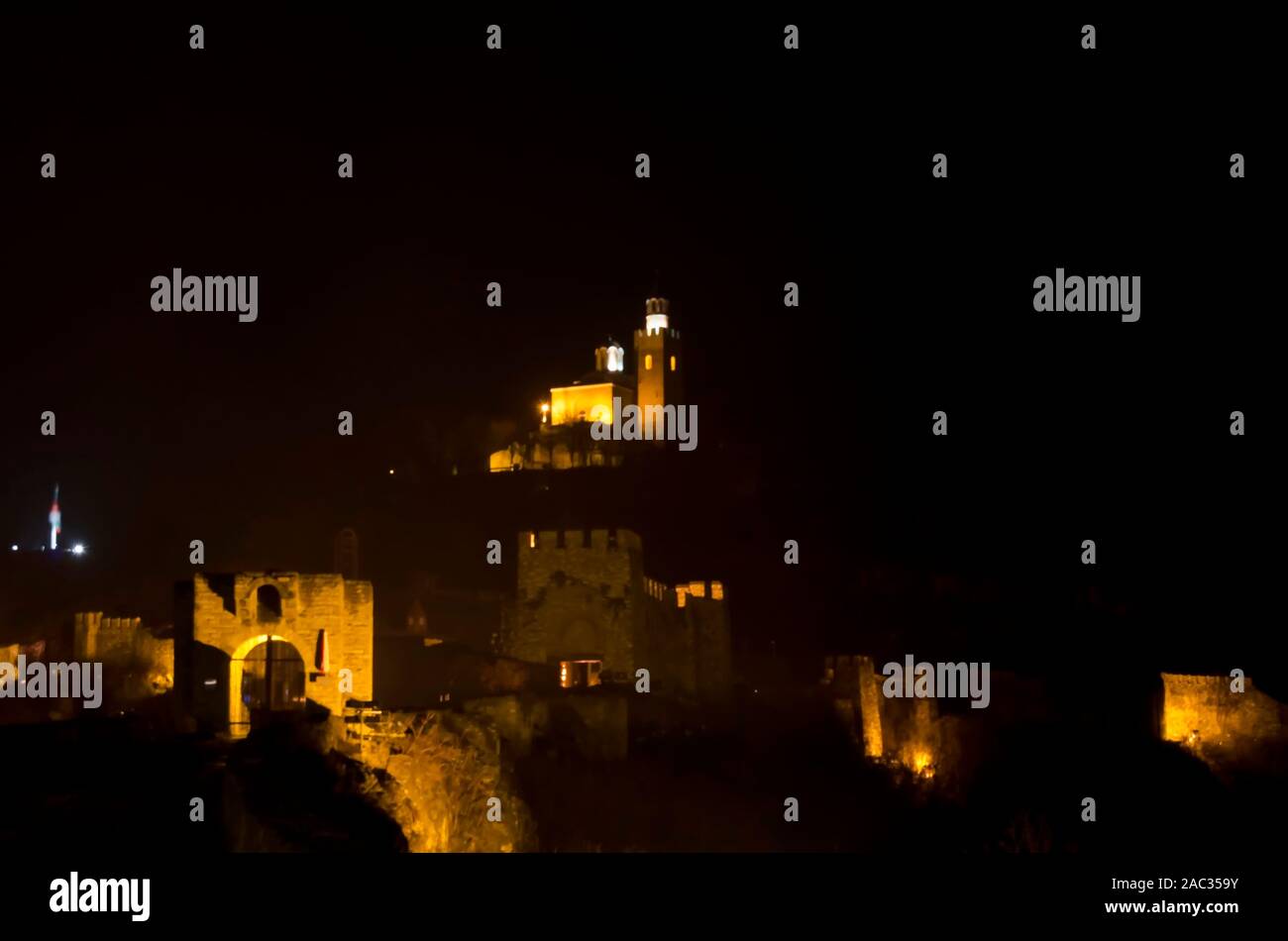 Ton und Licht audiovisuelle Show auf Tsarevets Hügel in Veliko Tarnovo, die alte Hauptstadt von Bulgarien, Europa Stockfoto