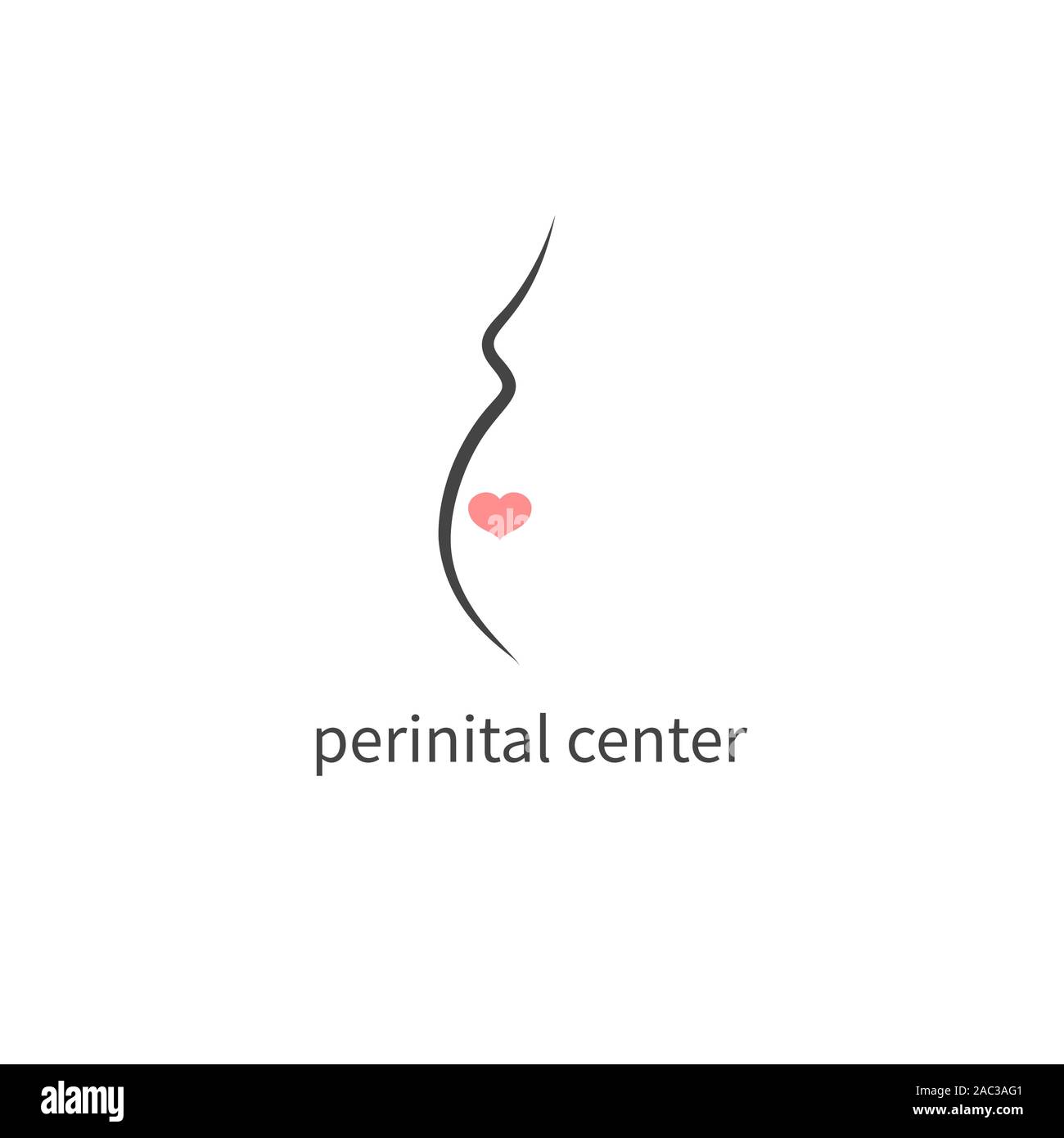 Schwangerschaft minimal Logo mit Herz, Vektor pregrant Symbol Stock Vektor