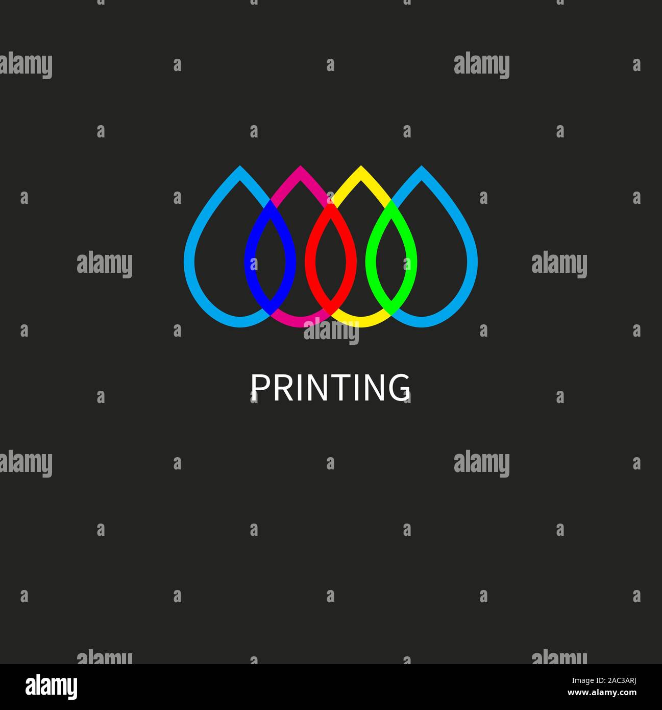 Cmyk-Logo, Druck abfällt, Symbol, CMYK und RGB, Linie Vektor minimale Zeichen Stock Vektor