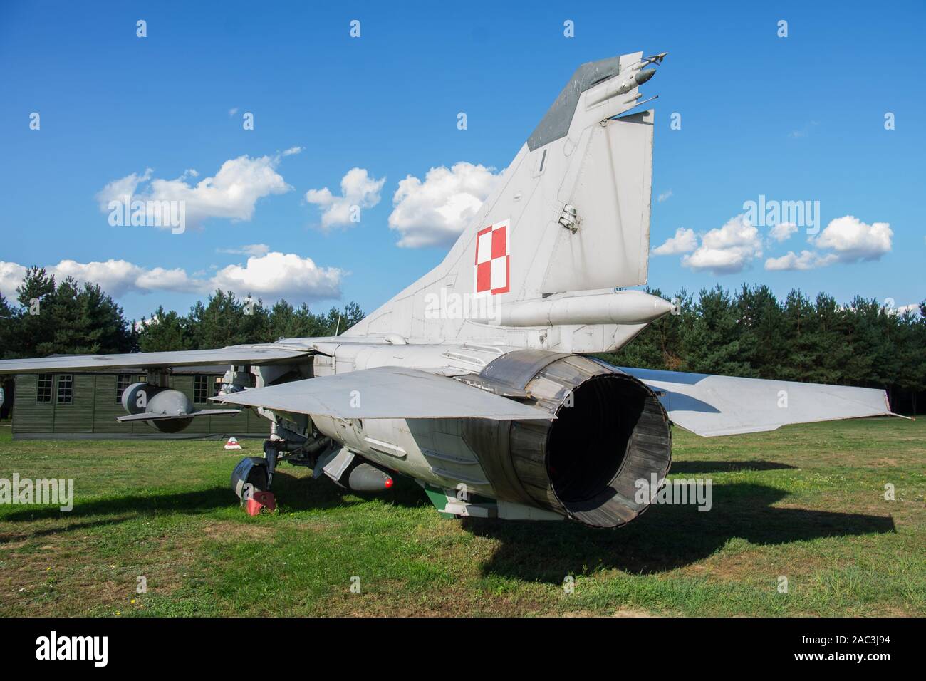 MIG 23 Kampfflugzeuge in 303 Squadron Museum, Napoleon, Polen Stockfoto