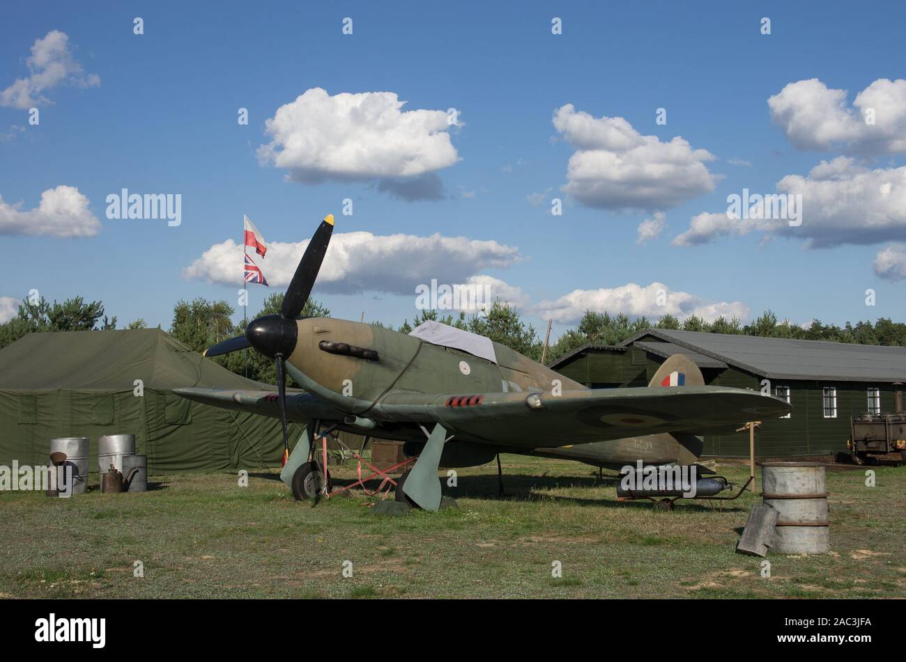 Hawker Hurricane Kampfflugzeugen in 303 Squadron Museum, Napoleon, Polen Stockfoto