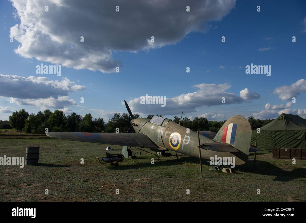 Hawker Hurricane Kampfflugzeugen in 303 Squadron Museum, Napoleon, Polen Stockfoto