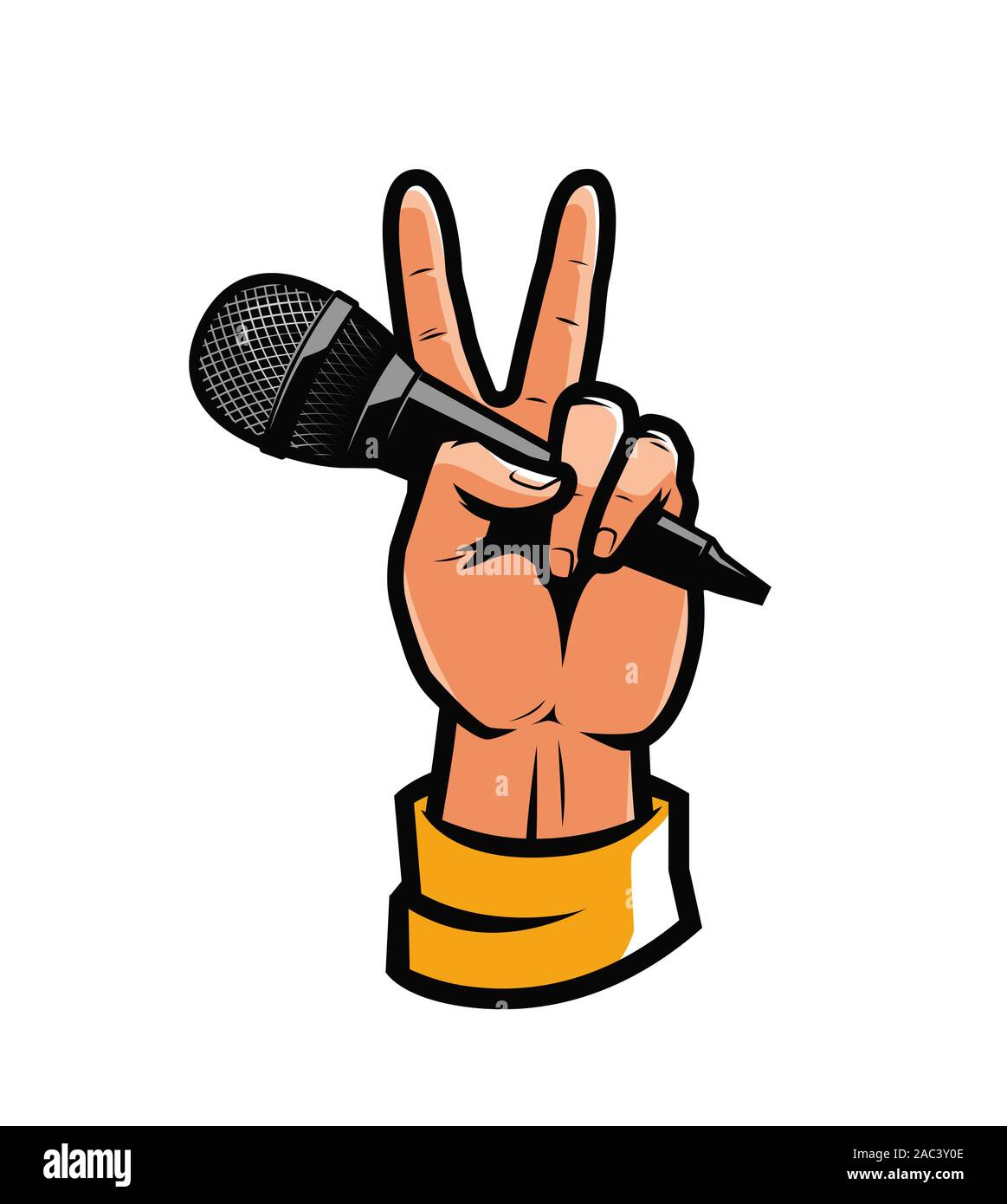 Mikrofon in der Hand. Pop Art im Retro-Comic-Stil. Vektorgrafik Reportage Stock Vektor