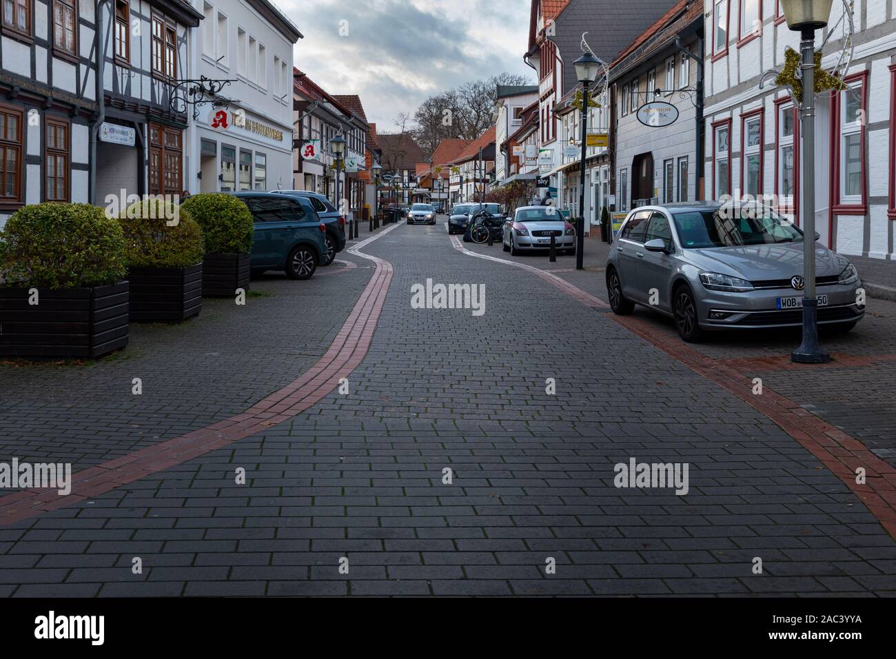Straßen von Fallersleben in Wolfsburg, Deutschland Stockfoto