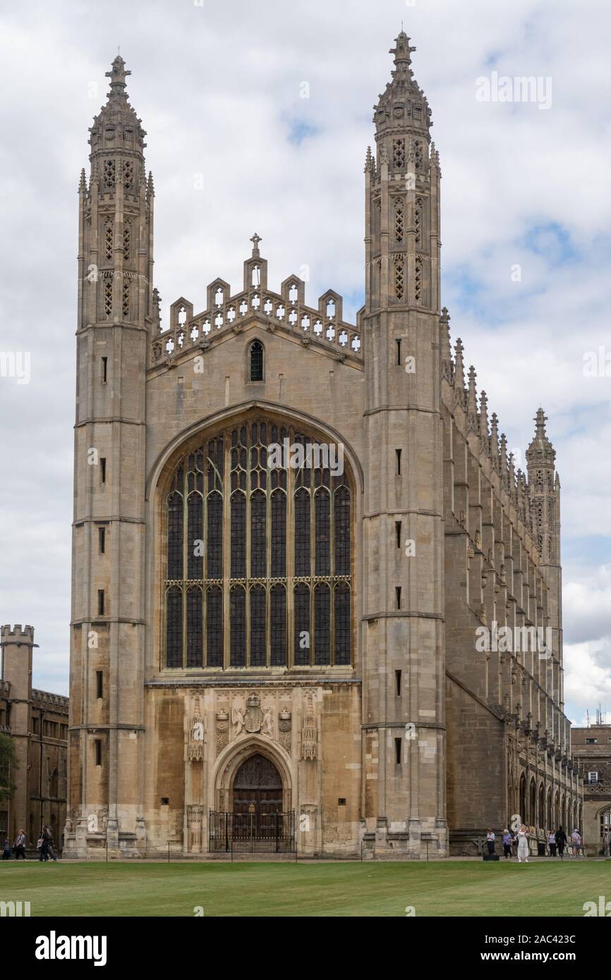 CAMBRIDGE, UK - August 4,2017: Blick auf die Kapelle des Kings College, einer der berühmtesten Universitäten in Cambridge Stockfoto