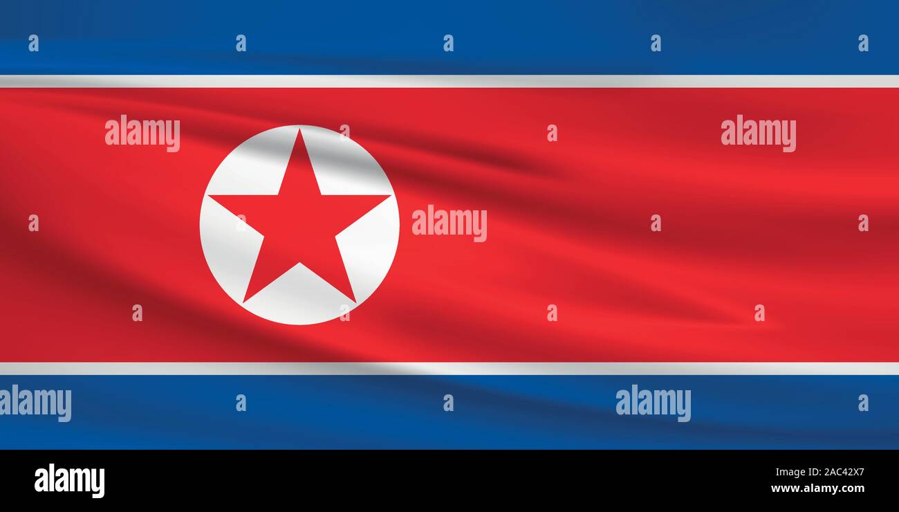 Nordkorea Fahne schwenkten, offizielle Farben und Verhältnis zu korrigieren. Nordkorea Nationalflagge. Vector Illustration. Stock Vektor