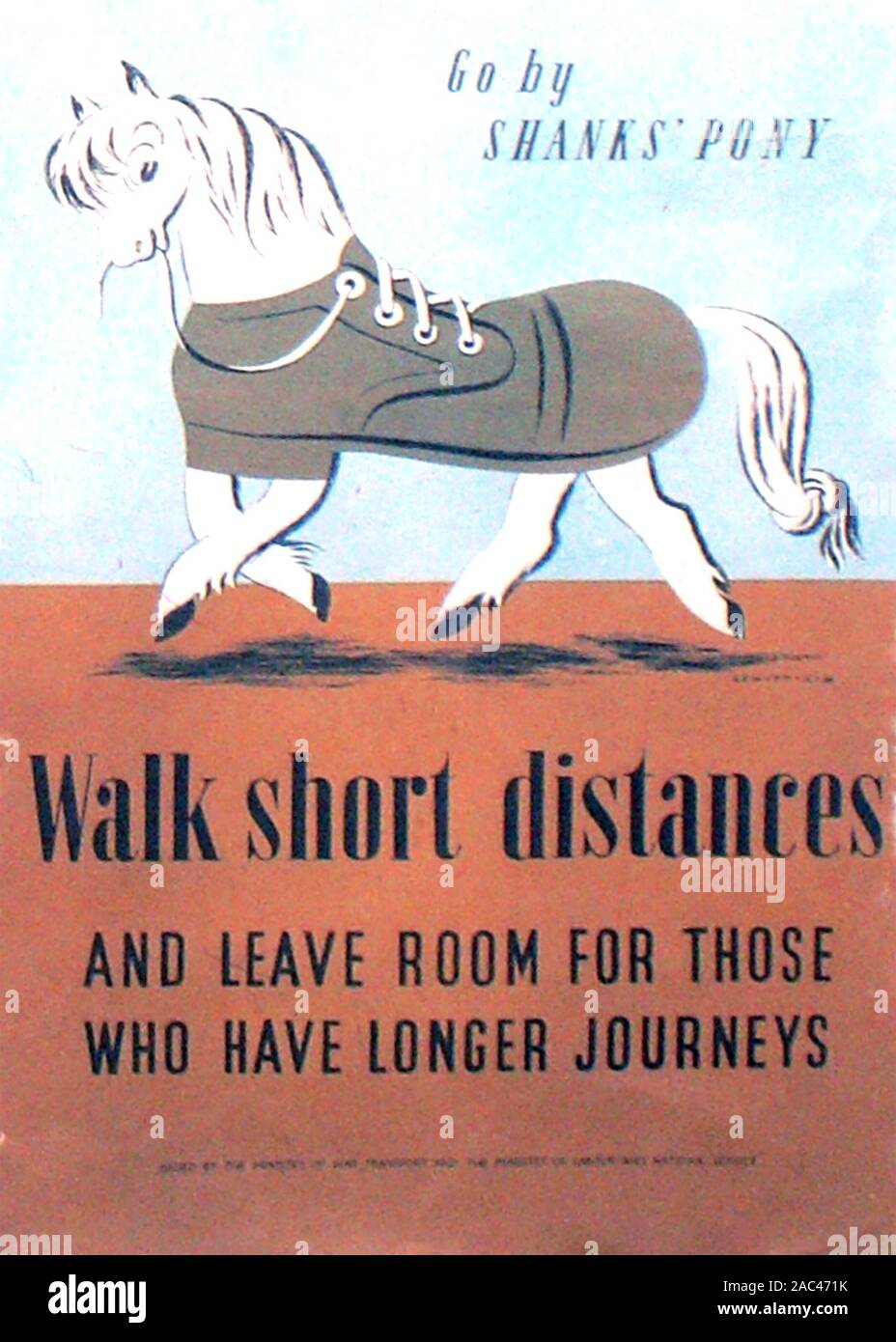 Gehen Sie kurze Strecken... WW2-Plakat vom Ministerium für Krieg im Verkehrssektor veröffentlicht Stockfoto