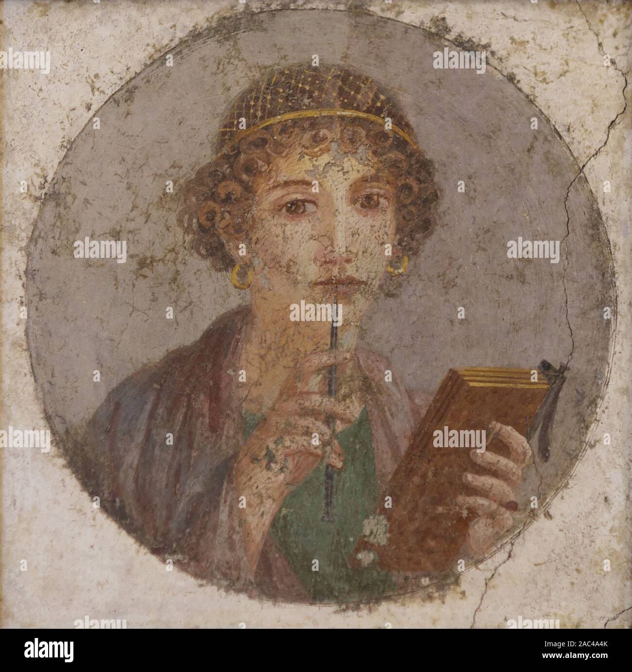 Portrait (Fresko) Der Sappho, Archaische griechische Dichter von Lesbos. Stockfoto