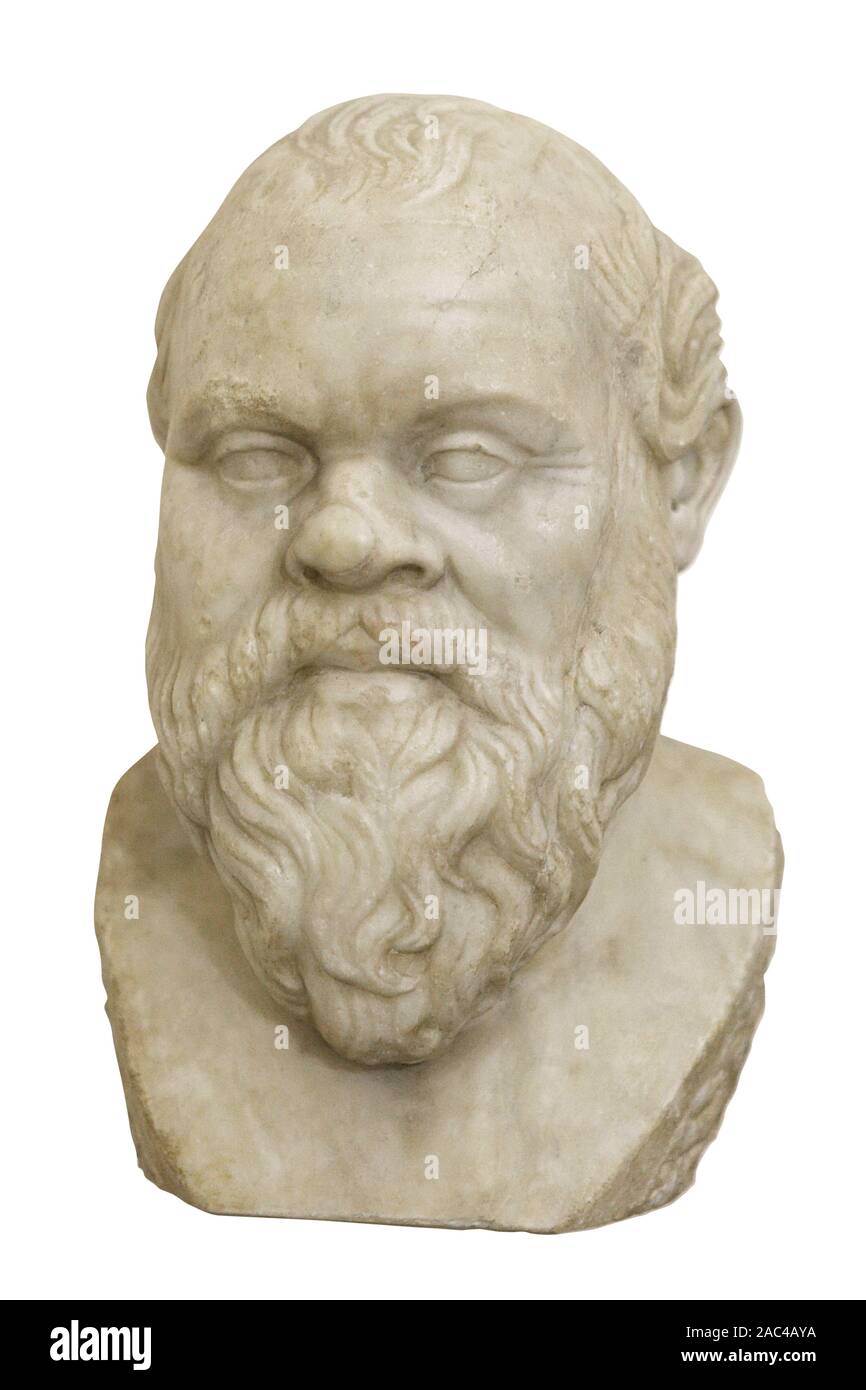 Sokrates. Marmor Leiter der griechische Philosoph. Mit Freistellungspfad isoliert Stockfoto
