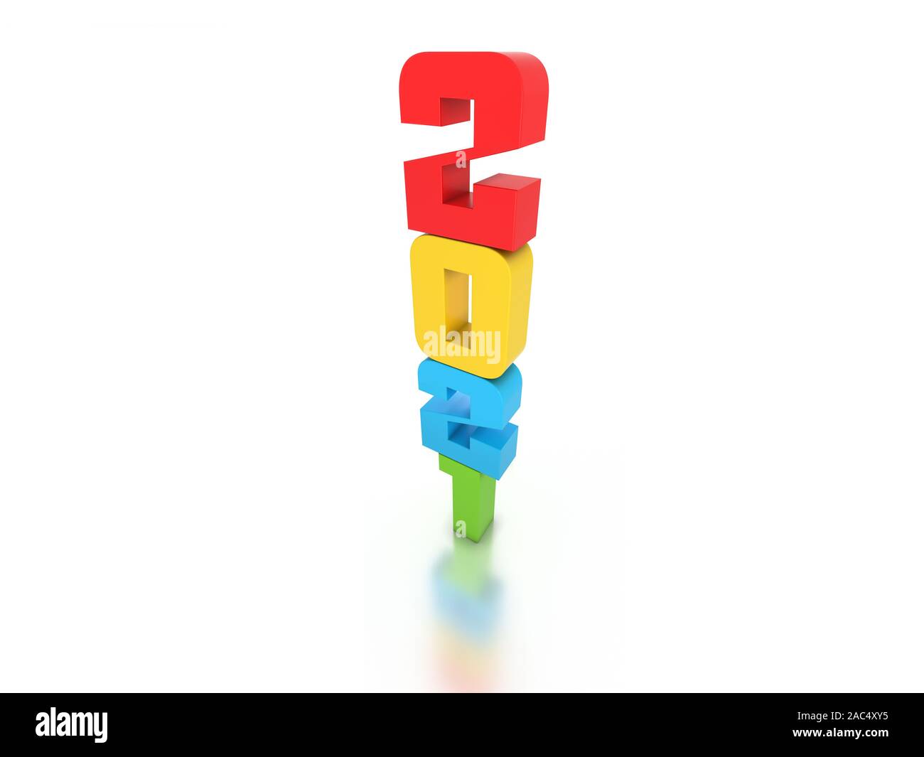 Neues Jahr 2021 Creative Design Concept-gerenderten 3D-Bild Stockfoto