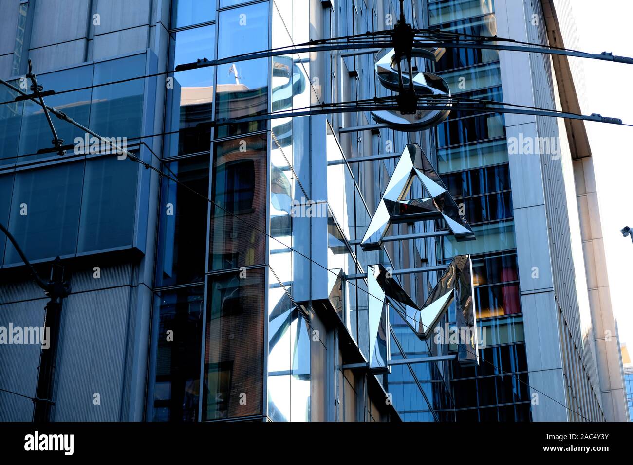 AM Schild "das Äußere des Seattle Art Museum, Seattle, Washington, USA. Stockfoto