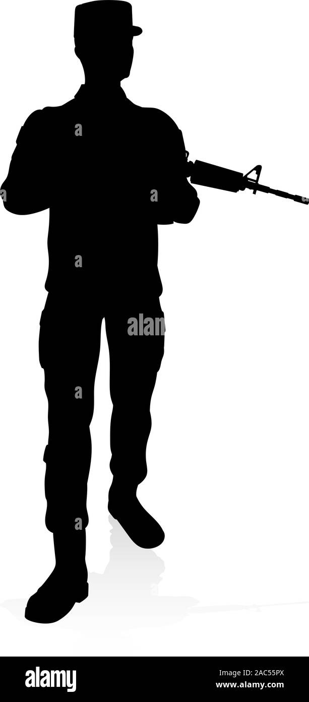Soldat detaillierte Hochwertige Silhouette Stock Vektor