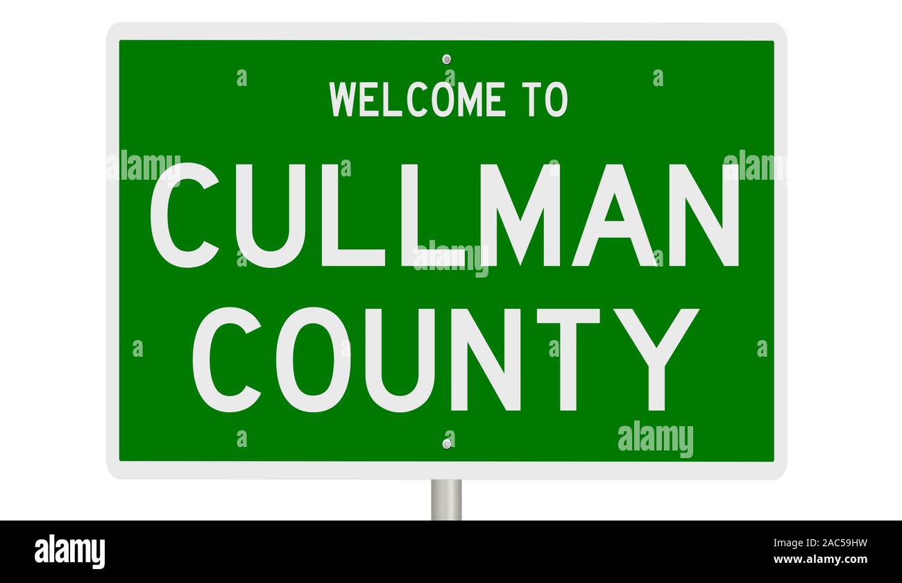 Rendering von einem grünen 3d Autobahn Zeichen für Cullman County Stockfoto