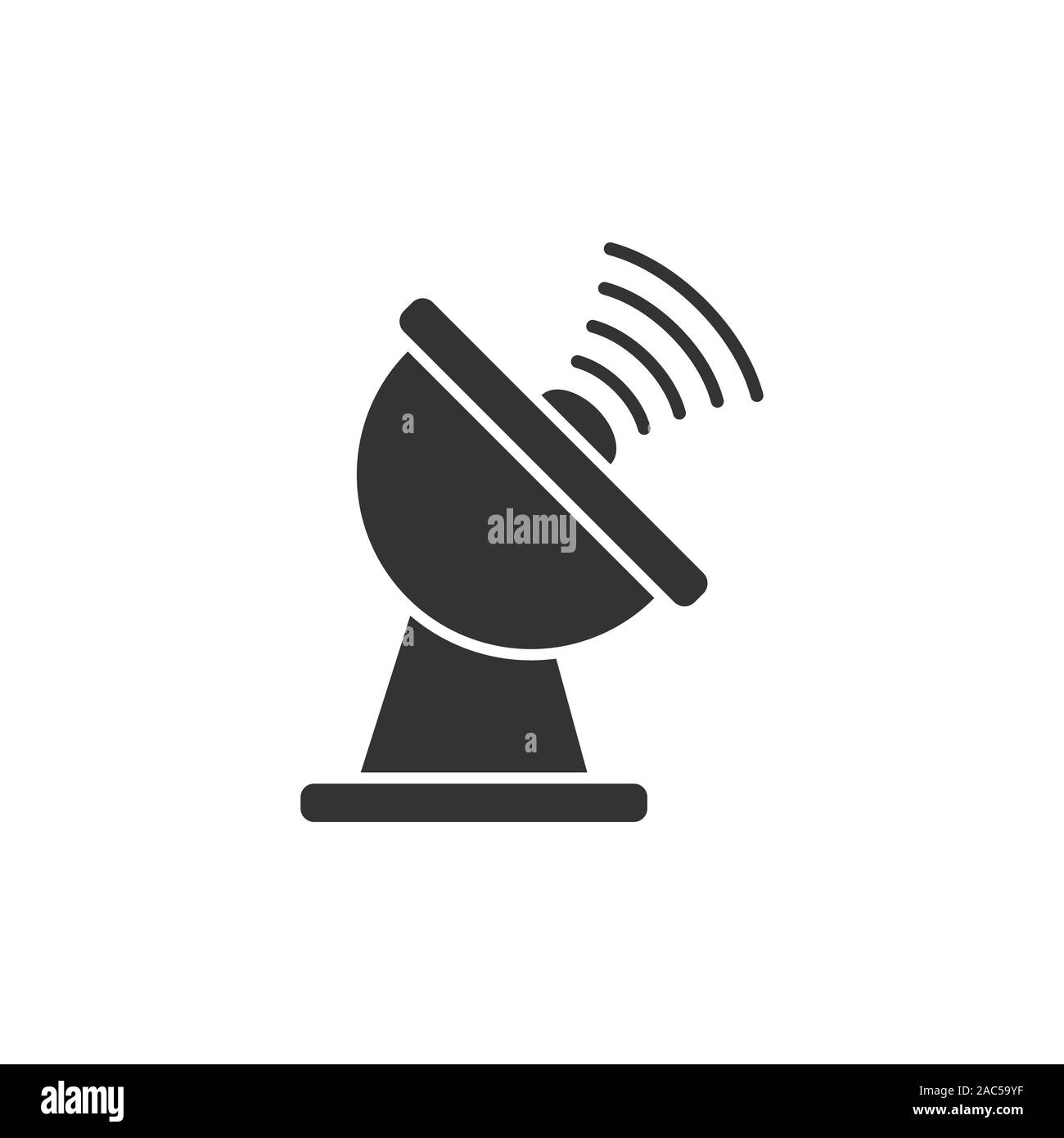Sat-Antenne Funkturm-symbol im flachen Stil. Rundfunk Vector Illustration auf weißem Hintergrund isoliert. Radar Geschäftskonzept. Stock Vektor