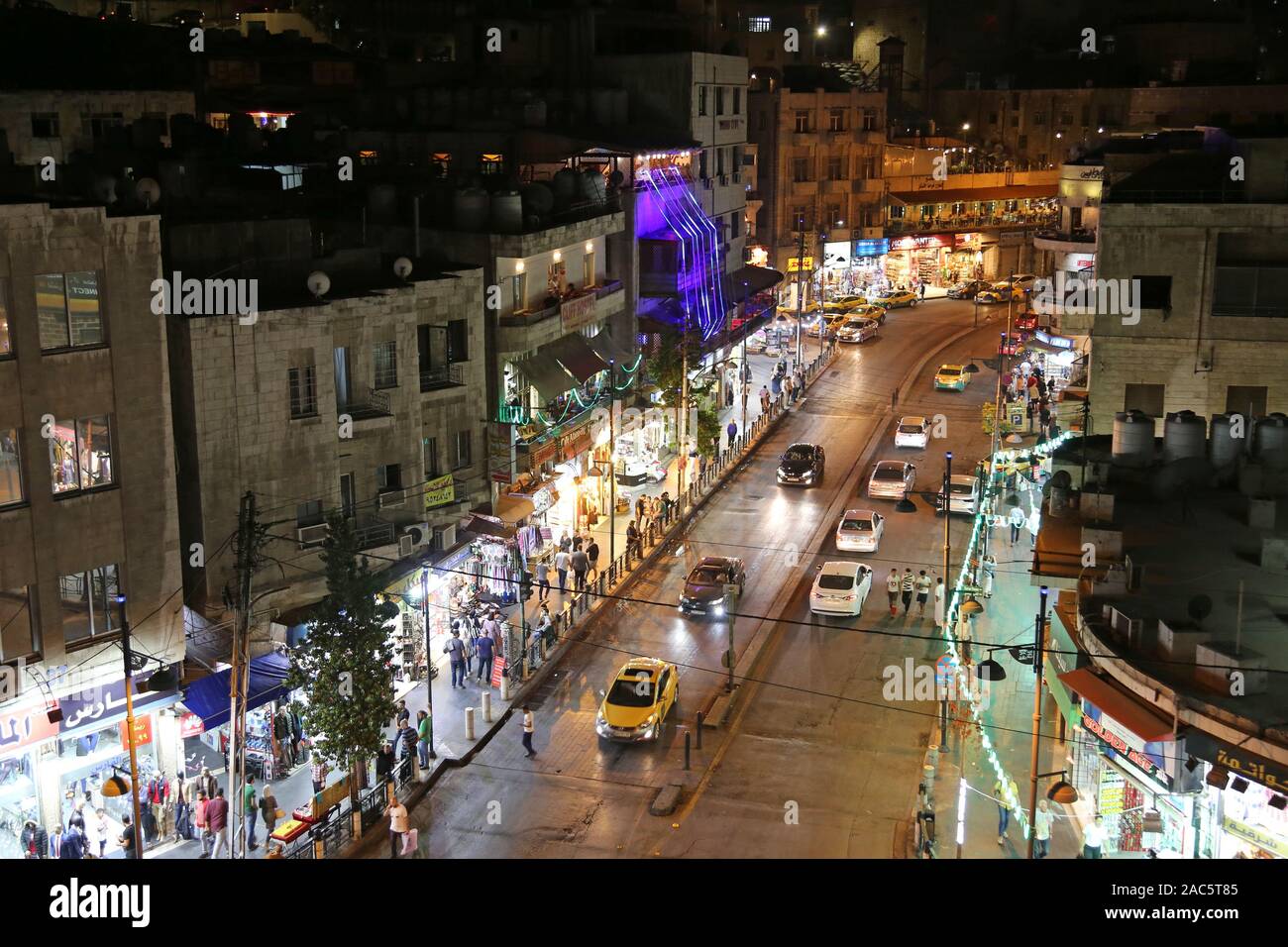 Prince Muhammad Street in der Nacht, Al Rjoum, Amman, Jordan, Naher Osten Stockfoto