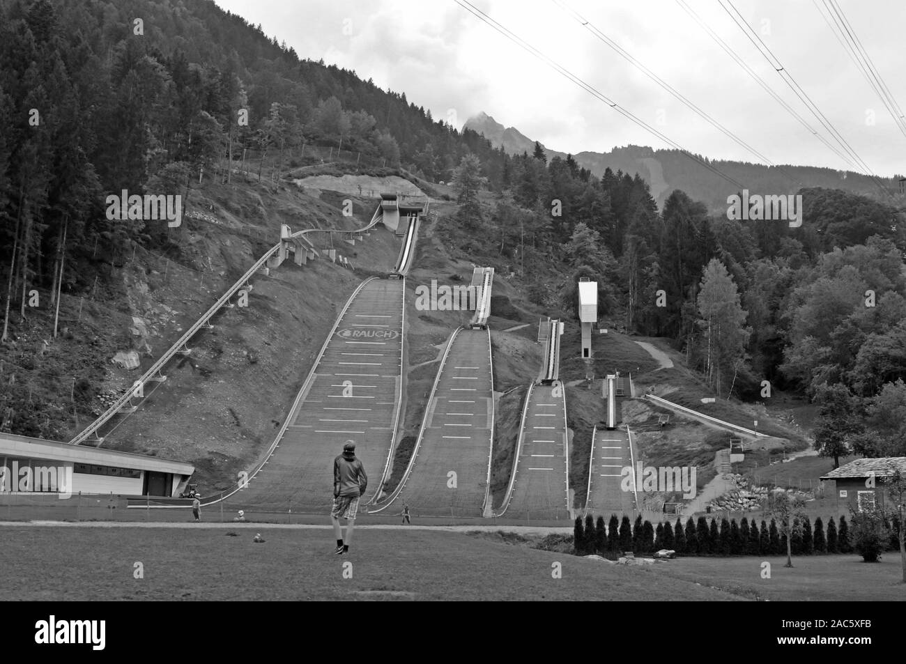 Österreich: Die vier Ski - springt in Schruns, Montafon im Sommer Stockfoto