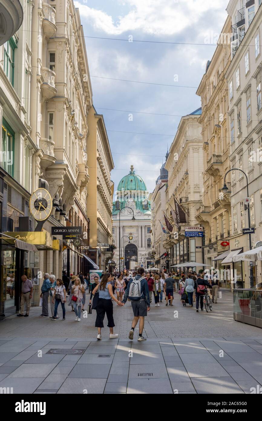 Ein Blick auf die Hofburg, Kohlmarkt, Wien, Österreich, Europa suchen, Stockfoto