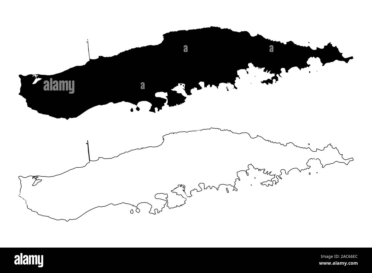 Insel Vieques Gemeinde (Puerto Rico, Porto Rico, PR, gemeindefreies Gebiet der Vereinigten Staaten) Karte Vektor-illustration, Sc Stock Vektor