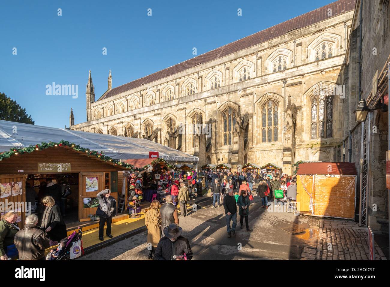 Weihnachtsmarkt in Winchester, Hampshire, UK Stockfoto