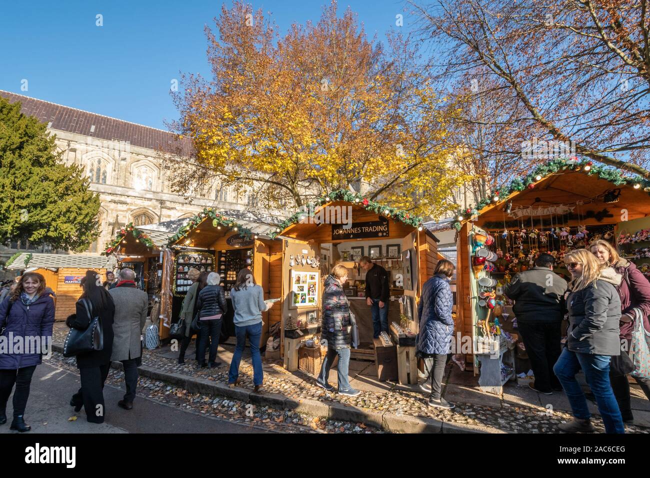 Weihnachtsmarkt in Winchester, Hampshire, UK Stockfoto