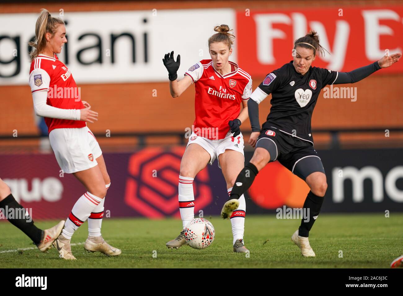 Borehamwood, Großbritannien. 1. Dez 2019. Vivianne Miedema von Arsenal Kerben ihr zweites Ziel während der Super League Spiel der Frauen zwischen Arsenal und Bristol City an der Wiese Park in Leicester, England am 1. Dezember 2019 (Foto von Daniela Porcelli/SPP) Credit: SPP Sport Presse Foto. /Alamy leben Nachrichten Stockfoto