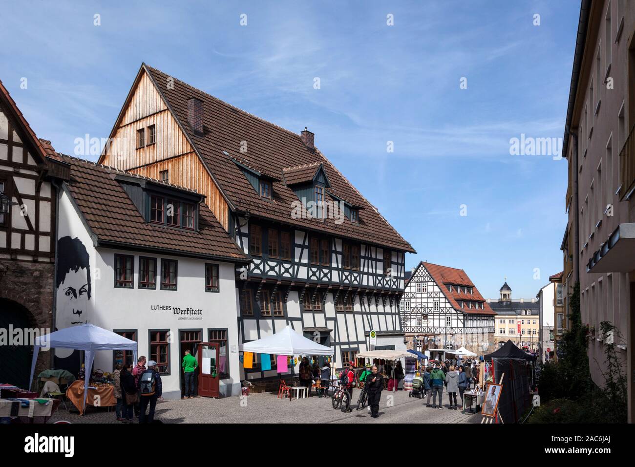 Das Lutherhaus in Eisenach ist eines der ältesten Fachwerkhäuser in Thüringen Stockfoto