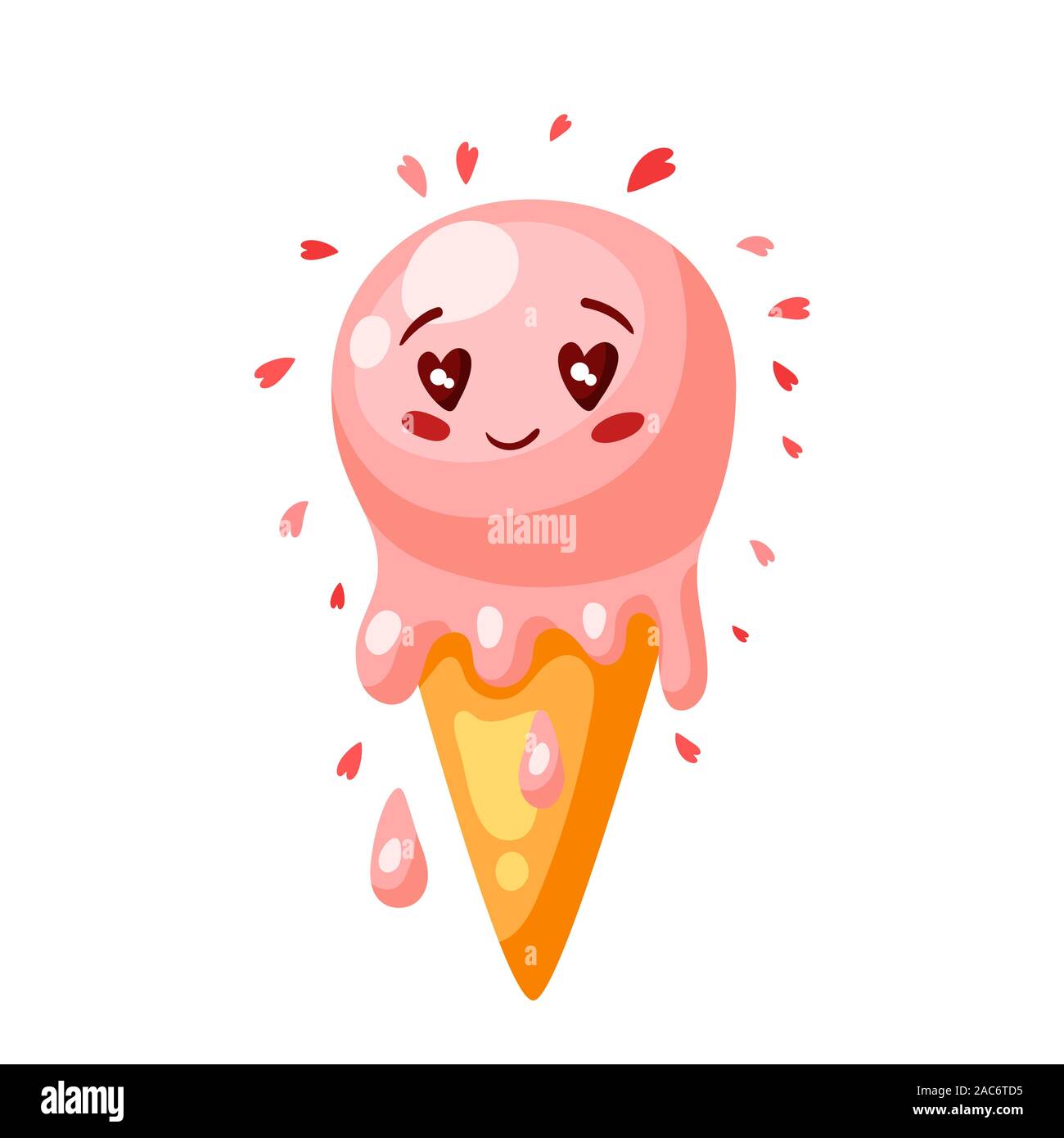 Cute ice cream in der Liebe. Valentinstag Grusskarten. Stock Vektor
