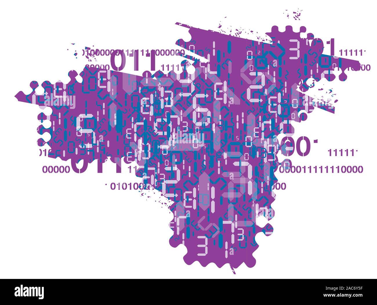 Grunge Hintergrund, der Mathematik, der digitalen Technologie. Expressive Illustration mit digitalen Zahlen und binären Codes. Vektor zur Verfügung. Stock Vektor