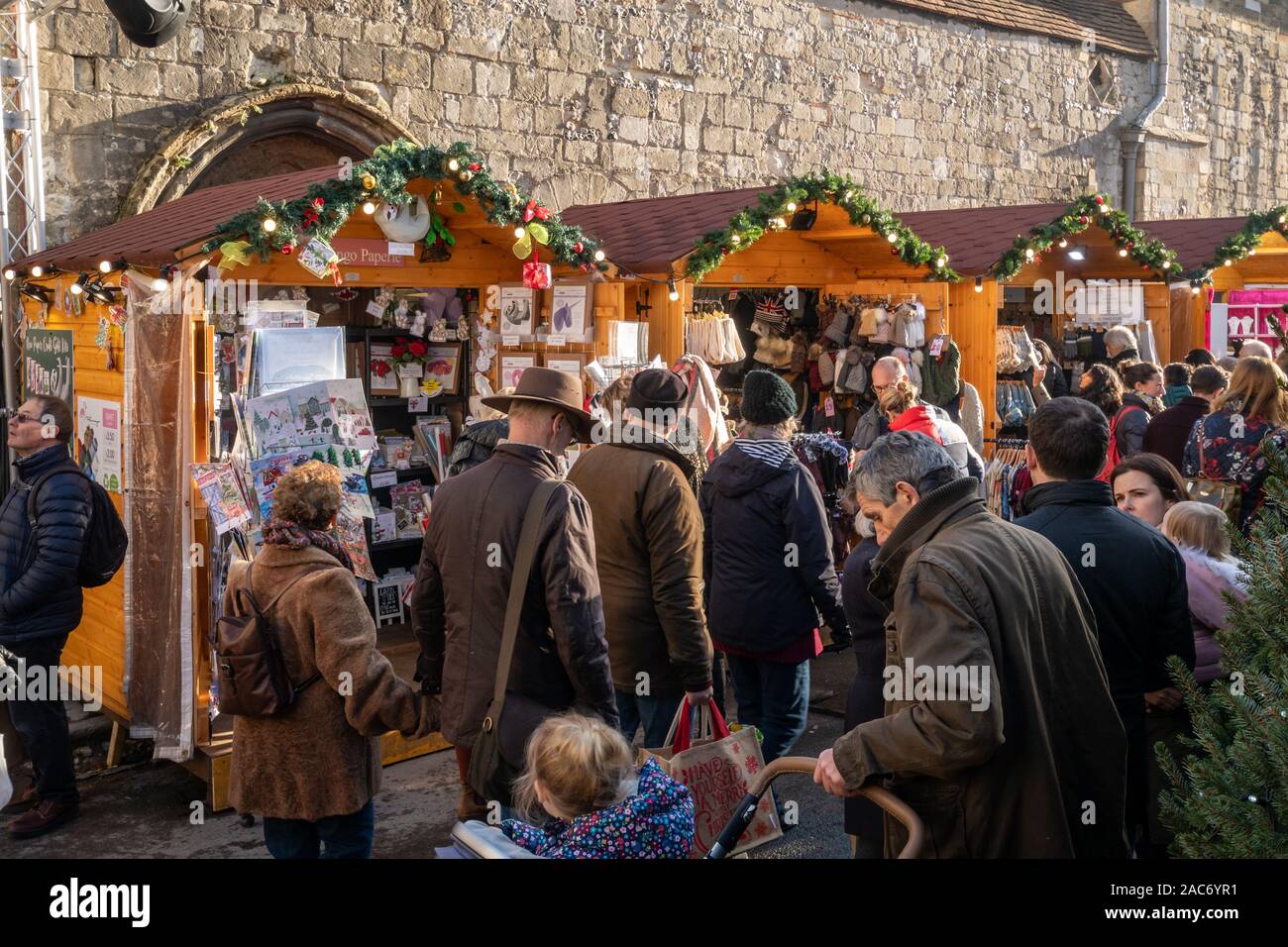 Weihnachtsmarkt in Winchester, Hampshire, UK Stockfoto