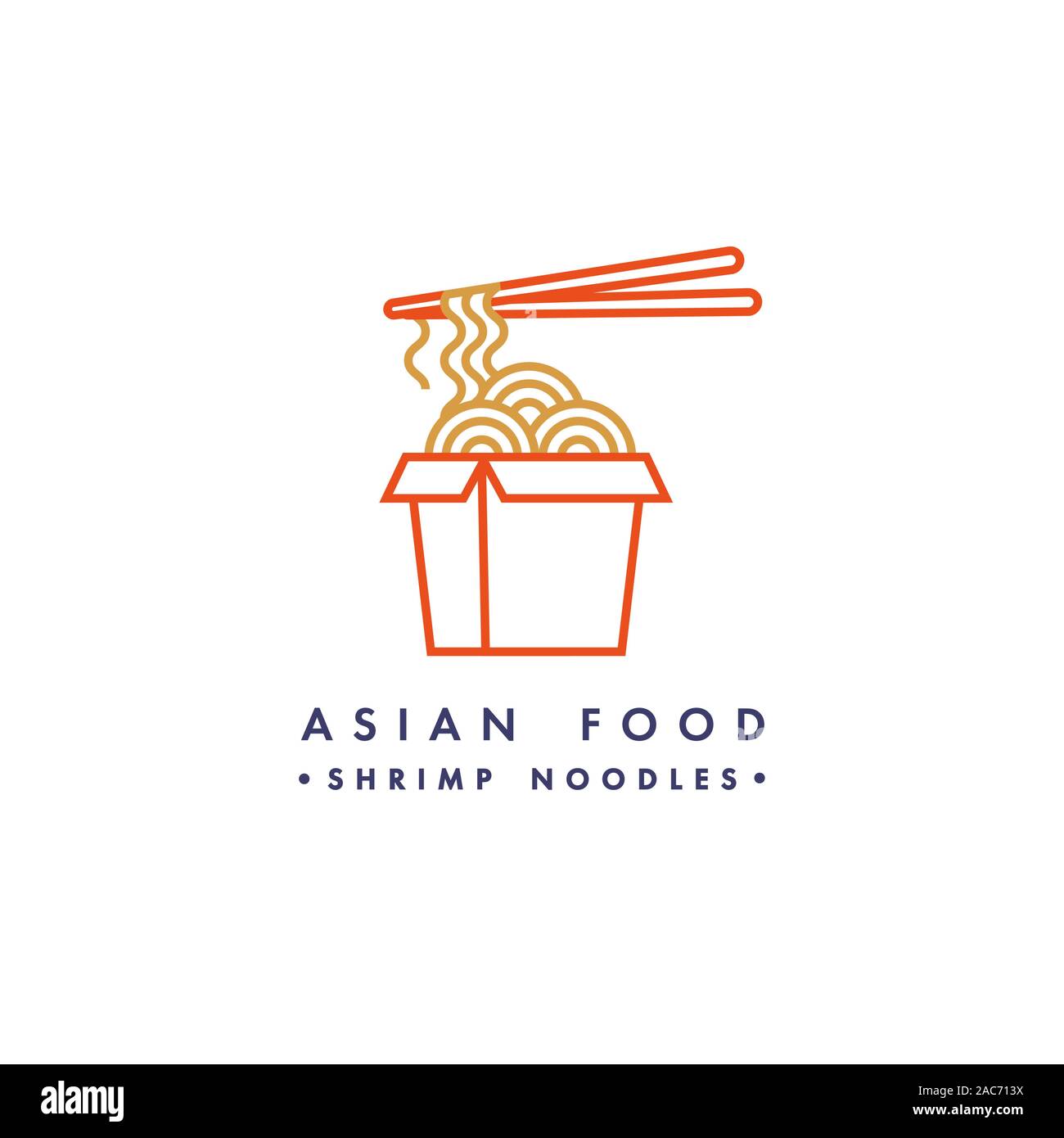Vektor Logo Design Template und Emblem oder Logo. Asiatische Küche - Nudeln. Lineare Logos. Stock Vektor