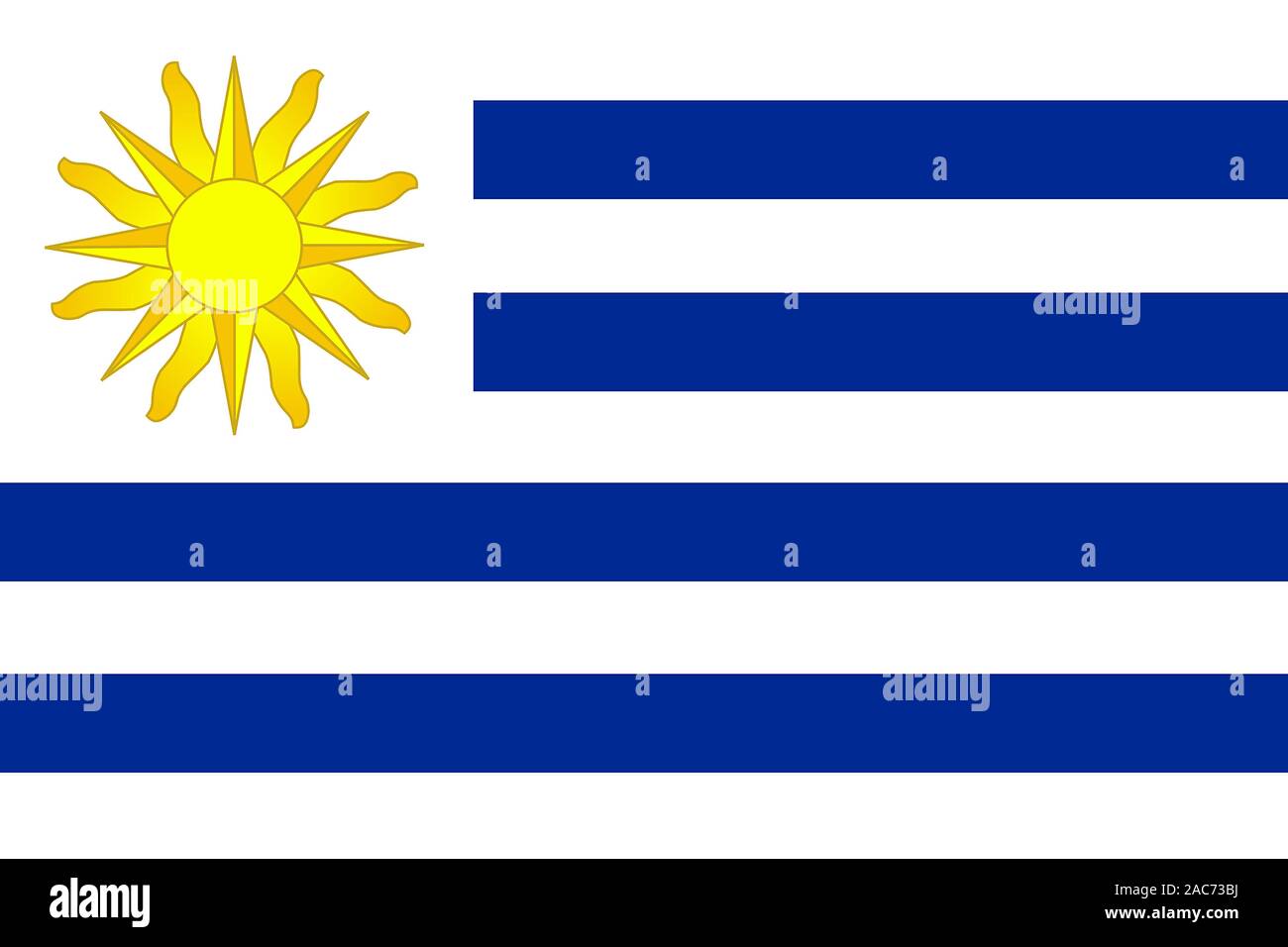 Nationalfahne, 1802 von Uruguay, Suedamerika Stockfoto