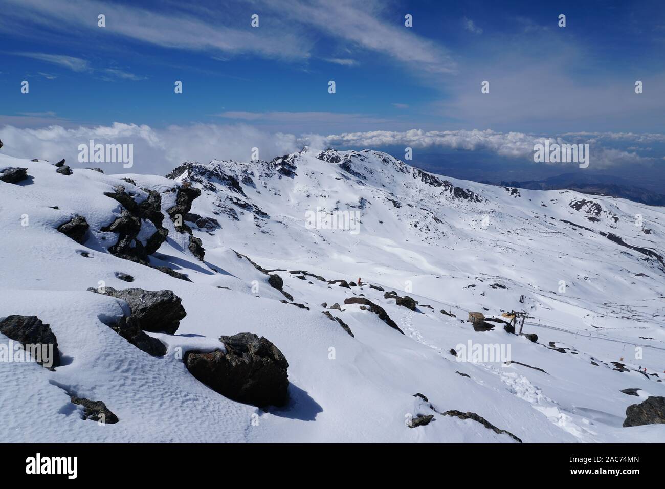 Blick vom Pico Veleta, Sierra Nevada, Granada, Spanien Stockfoto