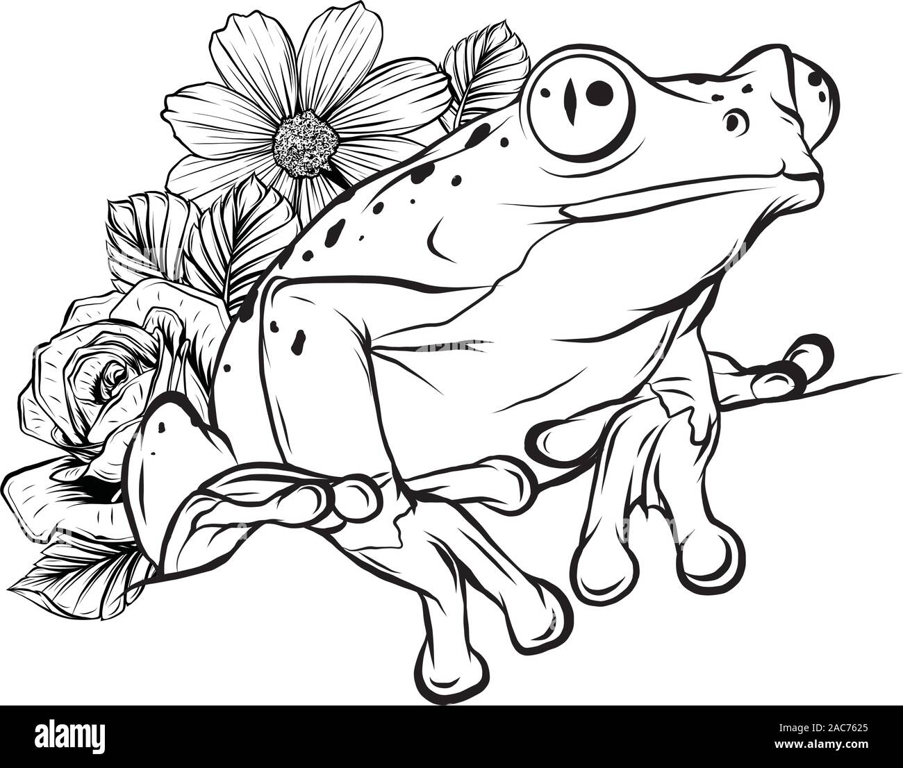 Ein cartoon Frosch Maskottchen Charakter zeigen Vector Illustration Stock Vektor