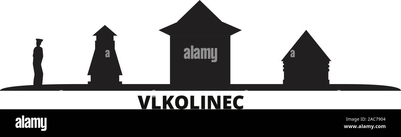 Die Slowakei, Vlkolinec Skyline der Stadt isoliert Vector Illustration. Vlkolinec Slowakei, Reisen Stadtbild mit Referenzmarken Stock Vektor
