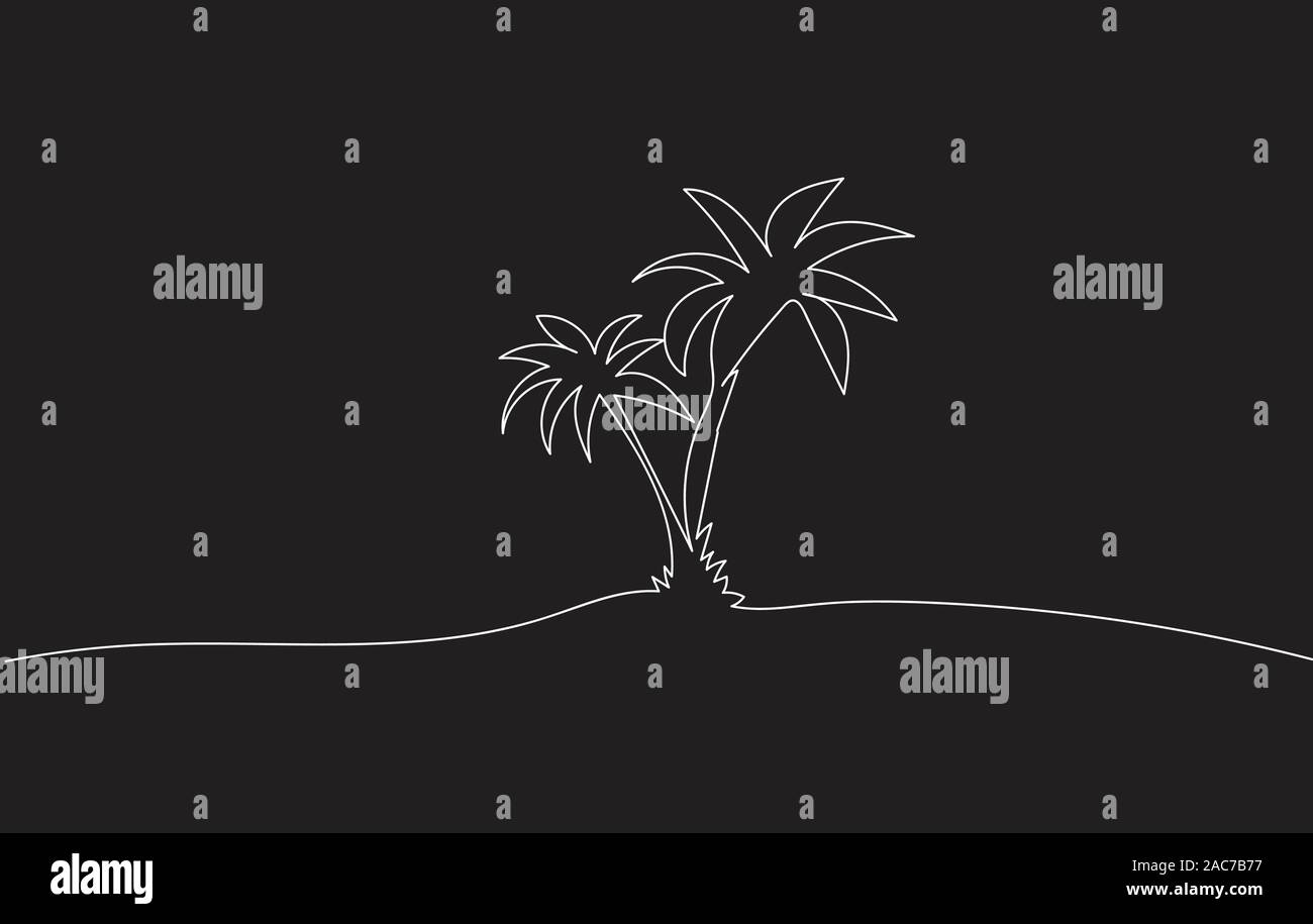 Schwarzweiß-Zeichnung Skizze von zwei Kokospalmen vektor design. Stock Vektor