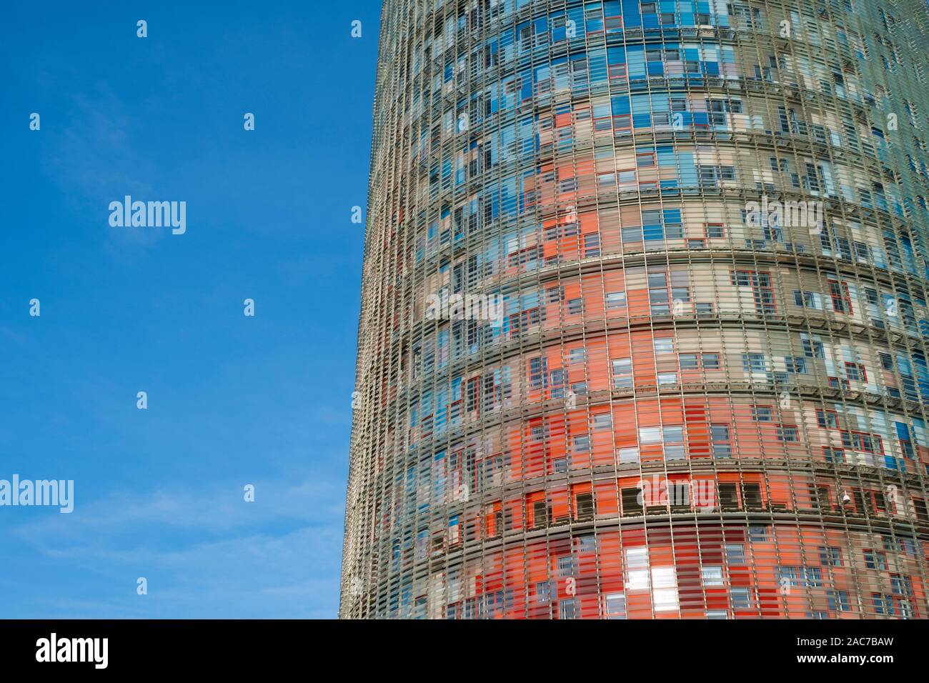Aka Glòries Torre Agbar in Barcelona. Stockfoto