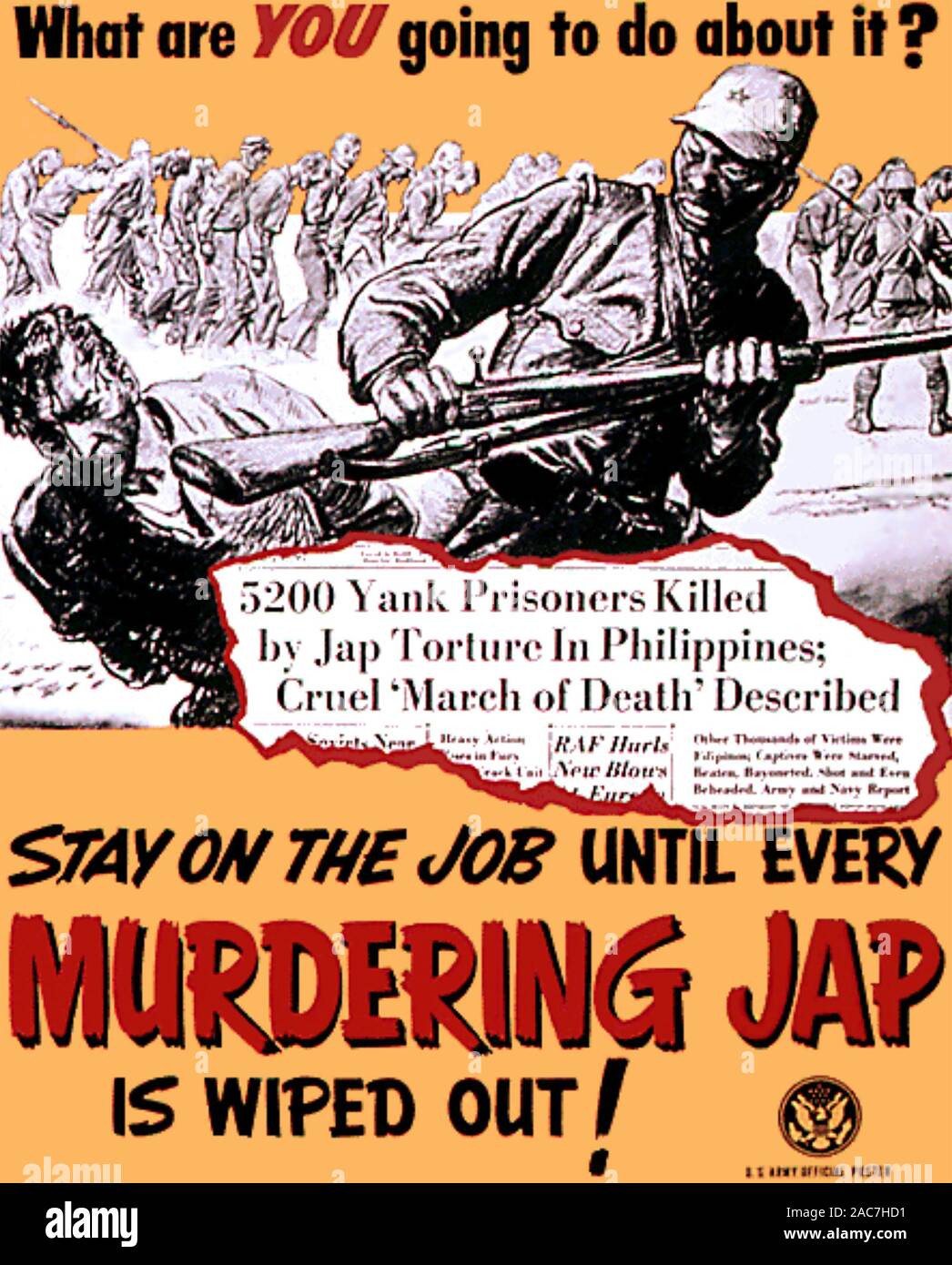 MORD AN JAP amerikanische Propaganda-Poister des 2. Weltkrieges Stockfoto