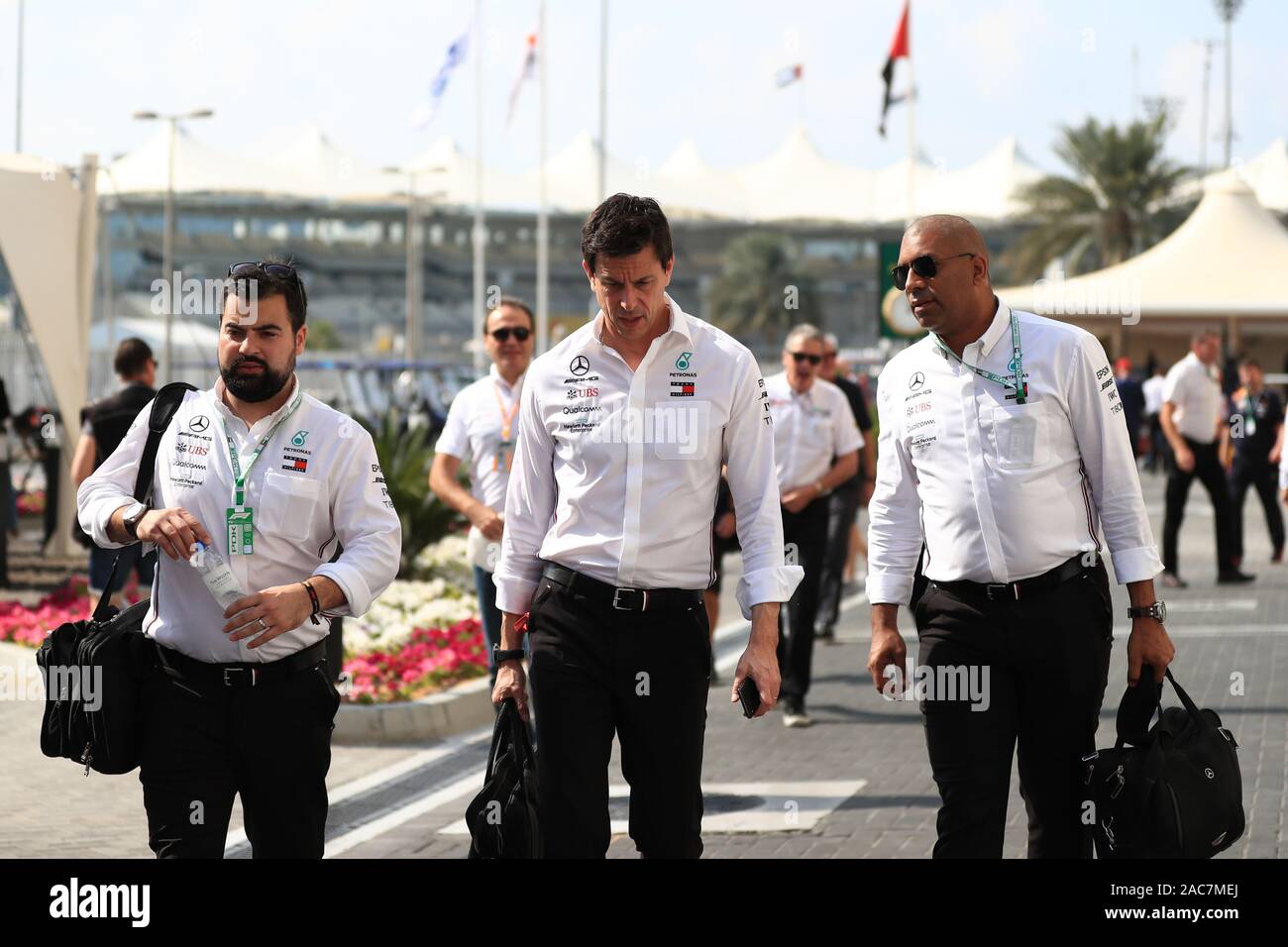 1. Dezember 2019, Yas Marina Circuit, Abu Dhabi, Vereinigte Arabische Emirate; Formel 1 Abu Dhabi Grand Prix, Race Day; Toto Wolff, Geschäftsführer und Leiter der Mercedes Benz Motorsport - Redaktionelle Verwendung Stockfoto