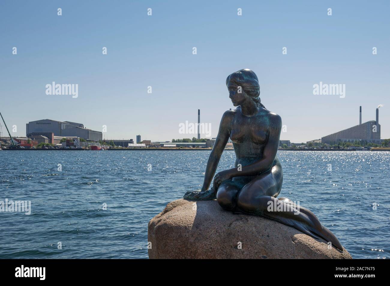 Die berühmte Kleine Meerjungfrau in Kopenhagen, Dänemark. Stockfoto