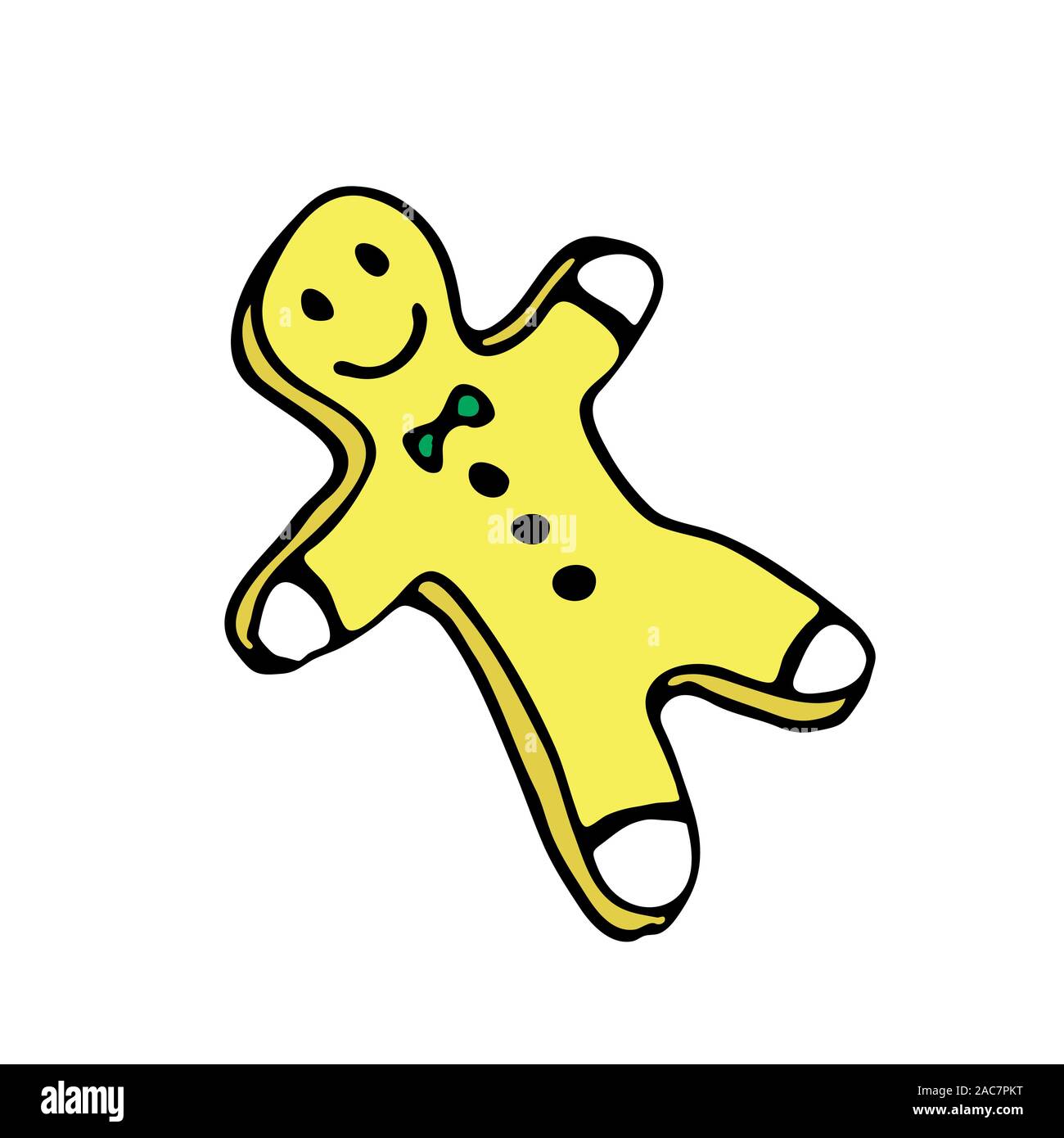 Doodle Farbe Symbol für Weihnachten - lebkuchenmann. Süße Hand gezeichnet Design Element für Sie. Frohe Weihnachten und Neues Jahr Symbole, Schrift. Vector Illustration Stock Vektor