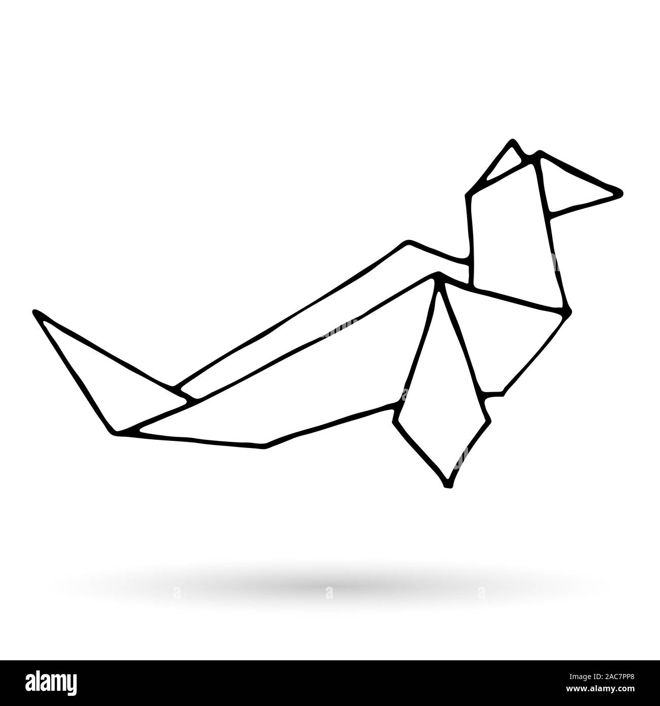 Origami doodle einfach auf das Symbol. Hand origami Tier gezeichnet. Geometrische Logo oder Symbol. Minimalistischer Vector Illustration Stock Vektor