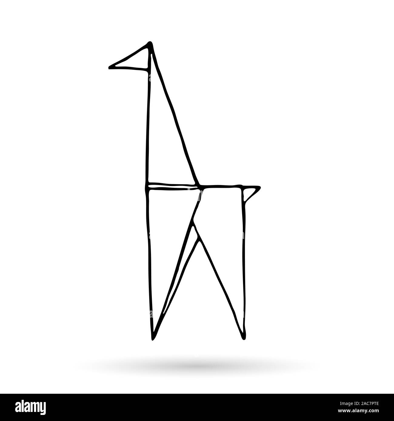 Origami doodle einfach auf das Symbol. Hand origami Tier gezeichnet. Geometrische Logo oder Symbol. Minimalistischer Vector Illustration Stock Vektor